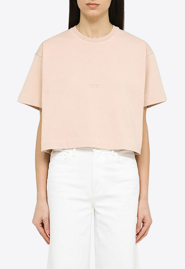 Autry Logo Short-Sleeves Cropped T-shirt TSPW581R/O_AUTRY-581R Pink