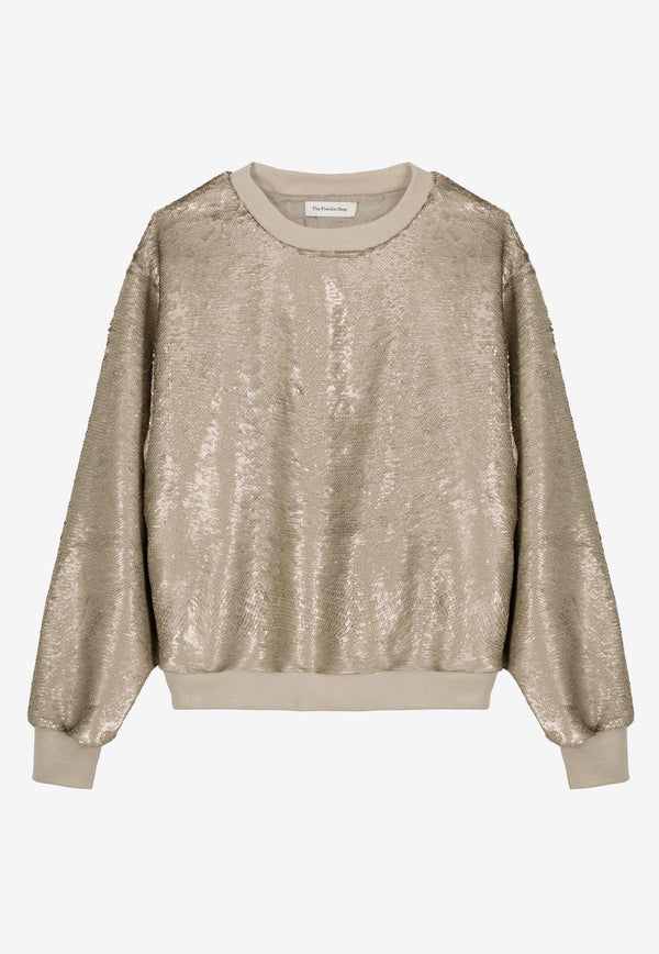 The Frankie Shop Metz Sequined Pullover Sweatshirt Bronze TSWMET246BRONZE