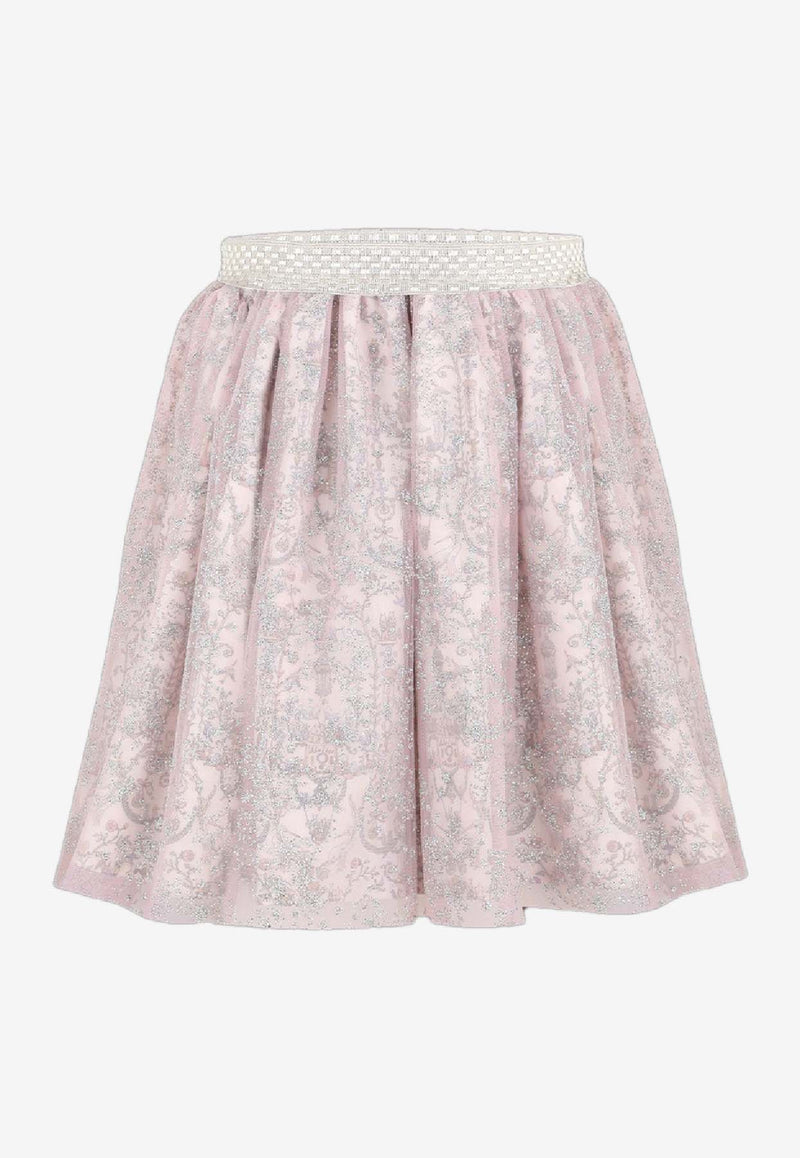 Atelier Choux Girls Ballerina Toile De Jouy Skirt Pink TT-M3-TDJA_PINK