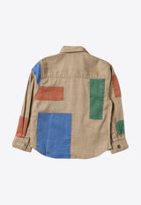Stella McCartney Kids Boys Color-Block Paneled Shirt Beige