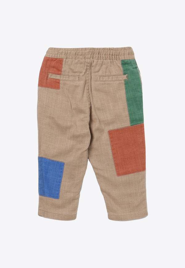 Stella McCartney Kids Boys Color-Block Paneled Pants Beige