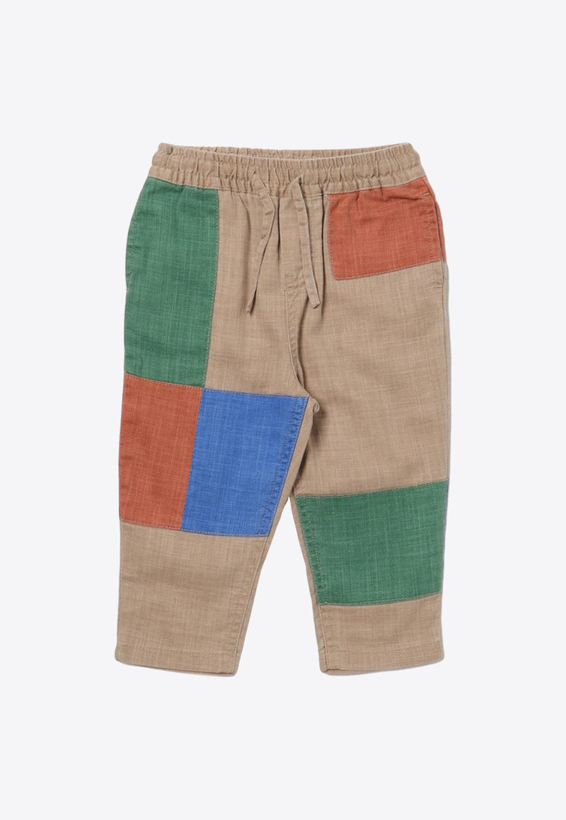 Stella McCartney Kids Boys Color-Block Paneled Pants Beige