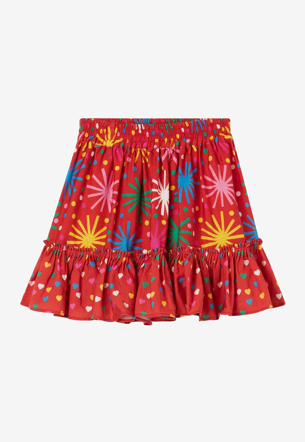 Stella McCartney Kids Girls Firework Print Skirt TT7B31-Z1258RED
