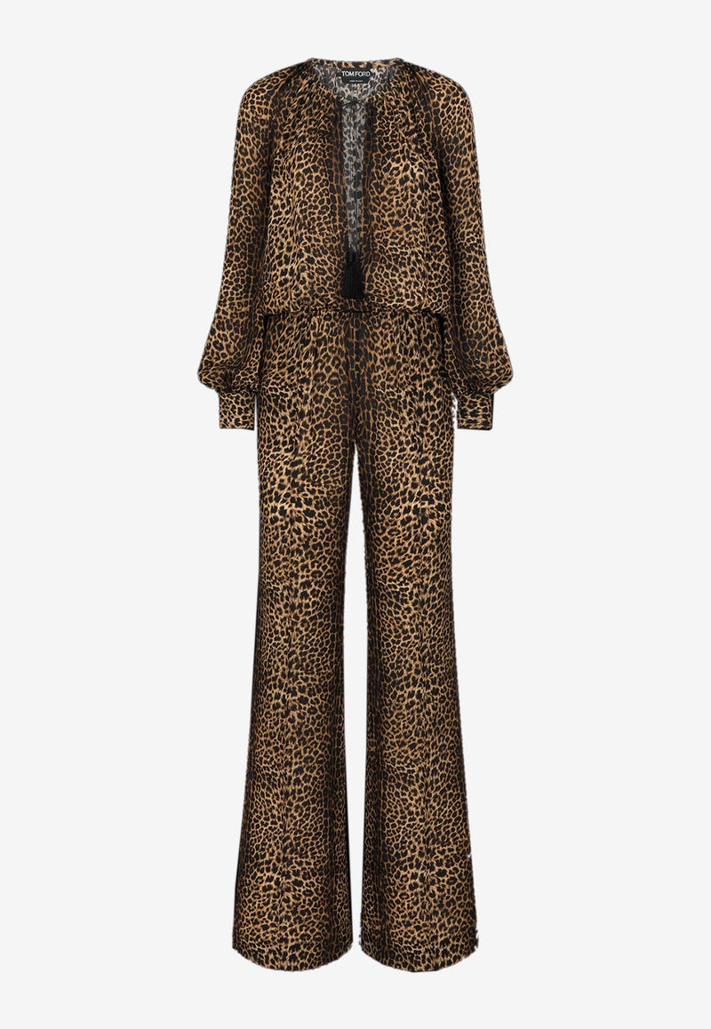 Tom Ford Leopard Print Gathered Jumpsuit TU0287-FAP234 ZLEOB Multicolor