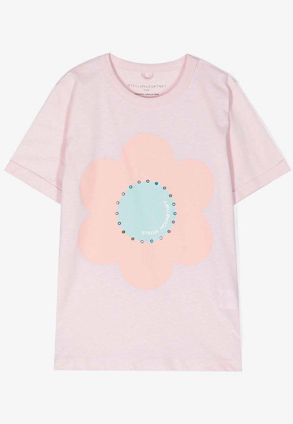 Stella McCartney Kids Girls Flower Print T-shirt TU8E01-Z0434PINK