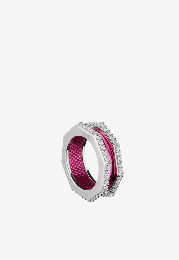 EÉRA Tubo Diamond Ring in 18-karat White Gold Pink TURIFP14U3