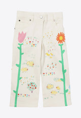 Stella McCartney Kids Girls Floral Embroidered Jeans White TV6A10-Z2038IVORY