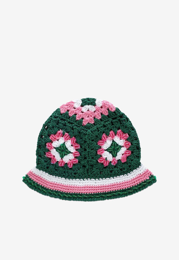 Matimì Crochet Knit Bucket Hat Green TWISTCO/K_MATIM-VE