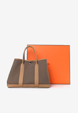 Hermès Garden Party 30 in Etoupe Toile and Biscuit Veau Negonda Leather with Palladium Hardware
