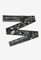 Les Cles a Pois Silk Twilly with Leather Fringes