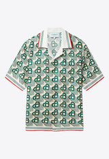 Casablanca Heart Monogram Cuban Bowling Shirt U-MF23-SH-003-05GREEN