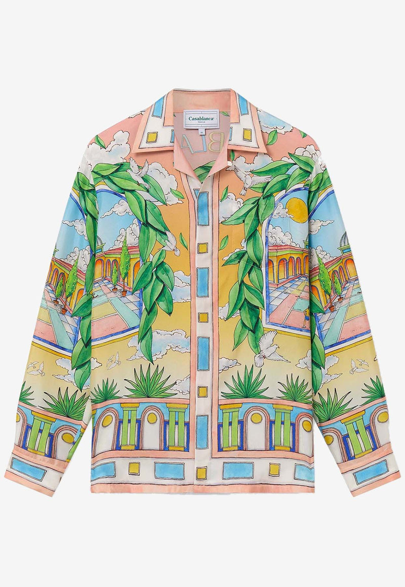 Casablanca Paysage Ideal Silk Shirt U-MPF24-SH-006-01SILKGREEN