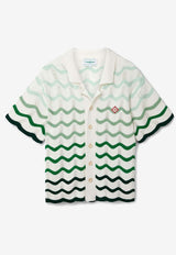 Casablanca Wavy Gradient Crochet Knit Shirt Multicolor U-MPS24-KW-584-01GREEN MULTI