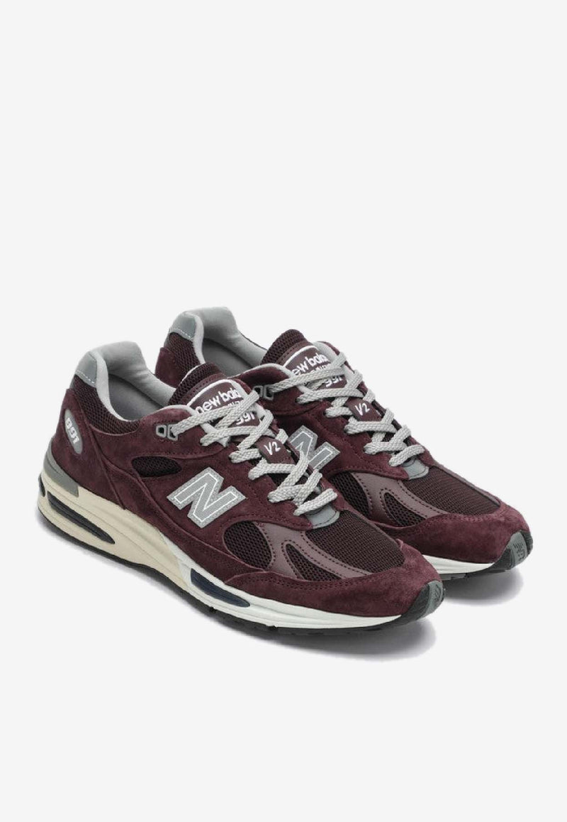 New Balance 991V2 Catawba Low-Top Sneakers Burgundy U991AU2SUE/R_NEWB-PU