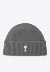 AMI PARIS Ami De Coeur Ribbed Knit Beanie Gray UBO005KN0135/R_AMI-058