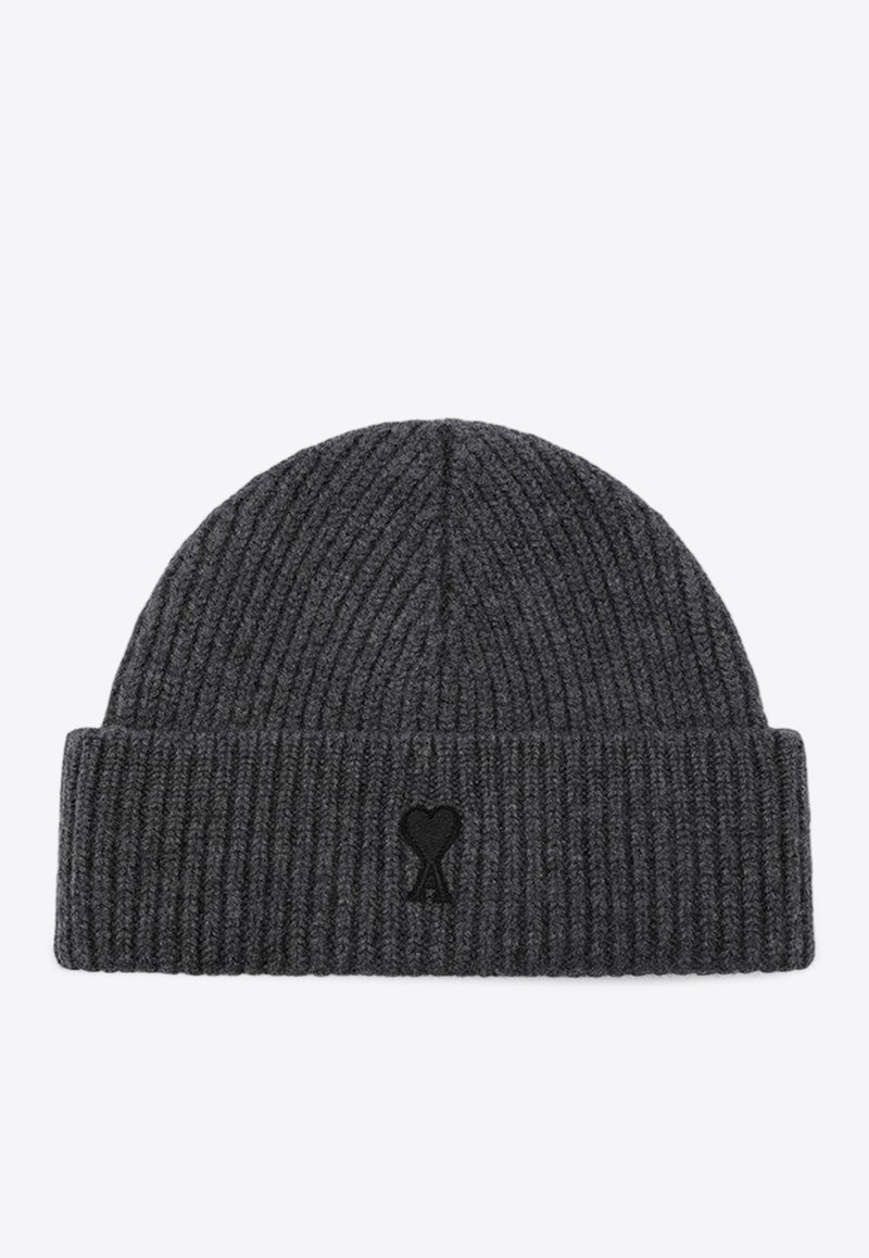 AMI PARIS Ami De Coeur Wool Beanie Gray UBO006018/R_AMI-0504