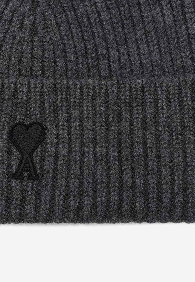 AMI PARIS Ami De Coeur Wool Beanie Gray UBO006018/R_AMI-0504