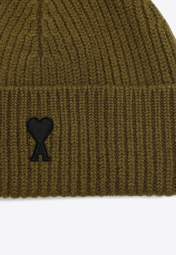 AMI PARIS Ami De Coeur Wool Beanie Khaki UBO006018/R_AMI-2988