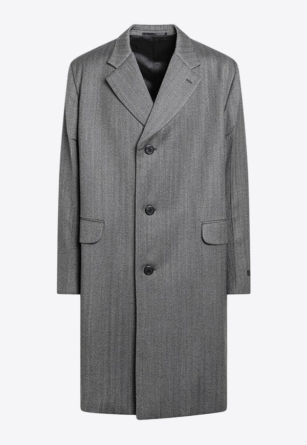 Prada Single-Breasted Wool Coat Gray UC554MOOO15O1/R_PRADA-F0031