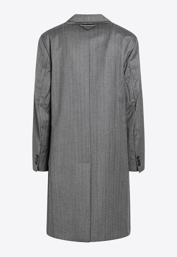 Prada Single-Breasted Wool Coat Gray UC554MOOO15O1/R_PRADA-F0031