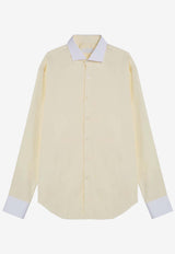 Prada Long-Sleeved Buttoned Shirt Cream UCN572OOO15MZ/P_PRADA-F0V4V