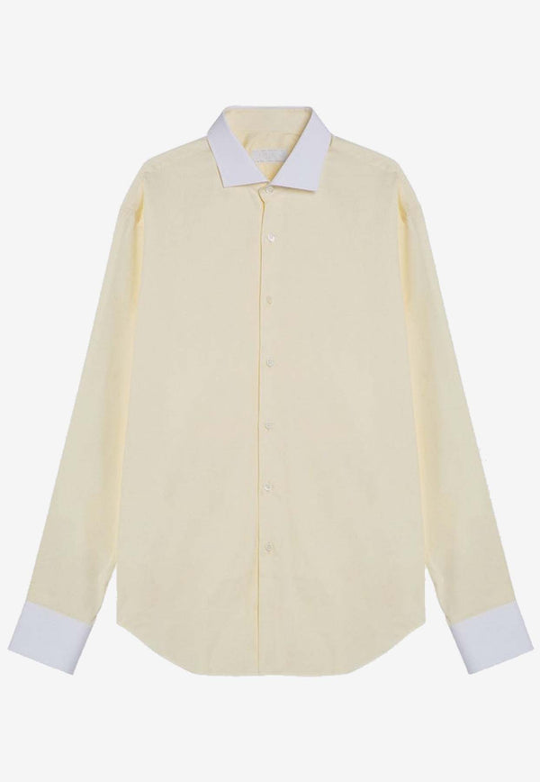 Prada Long-Sleeved Buttoned Shirt Cream UCN572OOO15MZ/P_PRADA-F0V4V