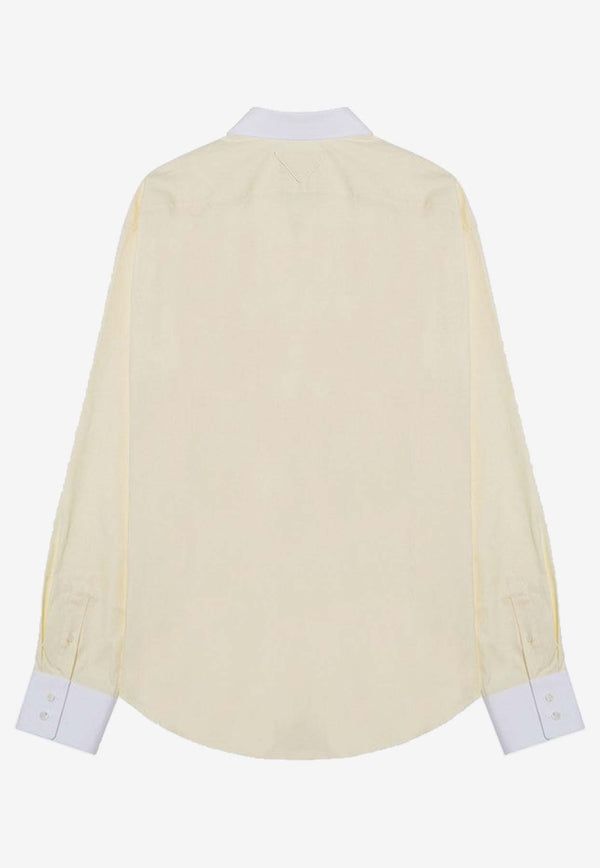 Prada Long-Sleeved Buttoned Shirt Cream UCN572OOO15MZ/P_PRADA-F0V4V