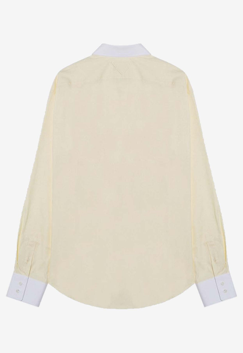 Prada Long-Sleeved Buttoned Shirt Cream UCN572OOO15MZ/P_PRADA-F0V4V