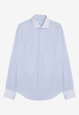 Prada Triangle Logo Patch Long-Sleeved Shirt Light Blue UCN572OOO15MZ/P_PRADA-F0X24