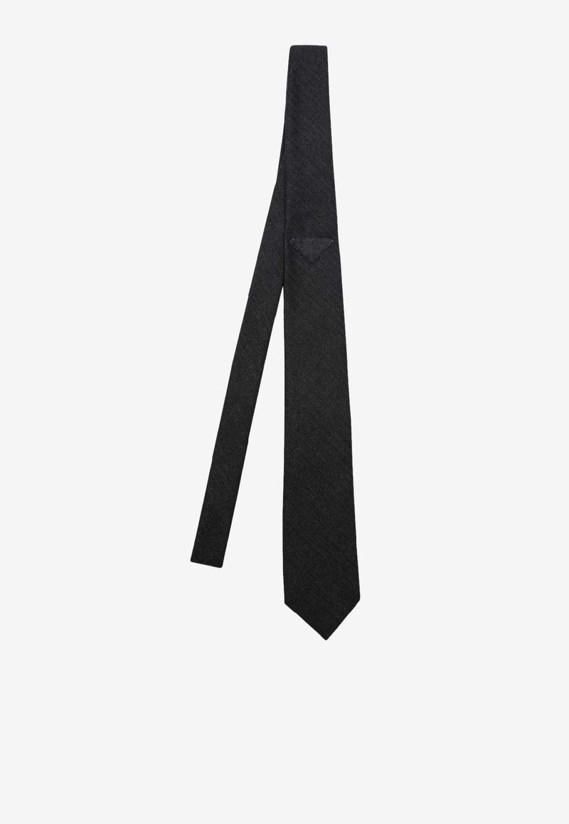 Prada Triangle Logo Wool Tie Gray UCR77OOO17TE/R_PRADA-F0308