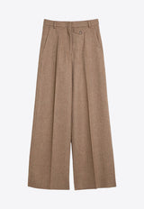 Sportmax Udente Wool Tweed Wide-Leg Pants Biscuit UDENTEWO/P_SPORM-001