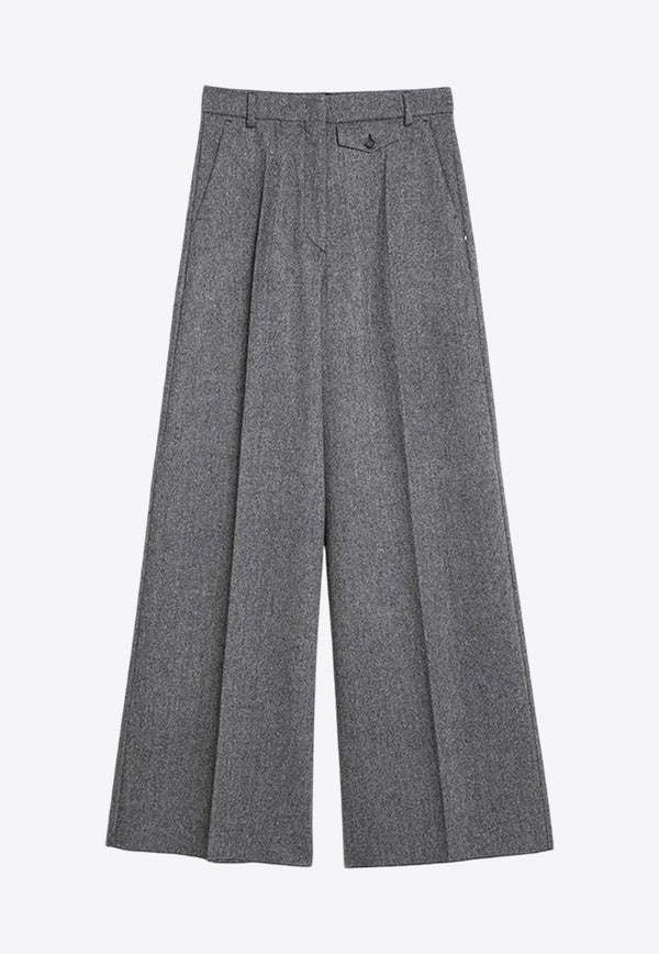 Sportmax Udente Wool Tweed Wide-Leg Pants Gray UDENTEWO/P_SPORM-002