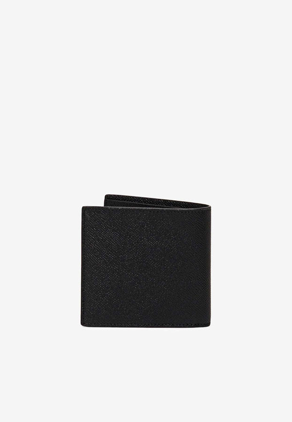 Santoni Bi-Fold Logo Wallet in Saffiano Leather Black UFPPA2375FO-ANCFN01BLACK