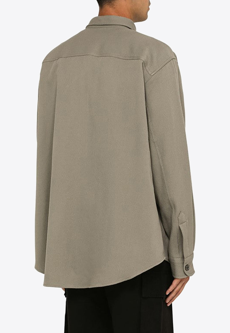 AMI PARIS Long-Sleeved Shirt in Wool UJK224WV0030/N_AMI-281 Taupe