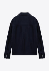 AMI PARIS Virgin Wool Long-Sleeved Shirt Blue UJK262WV0018/P_AMI-4011