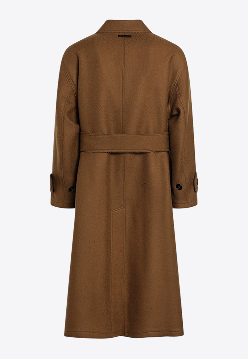 AMI PARIS Wool Single-Breasted Coat  Brown UJK816WV0078/R_AMI-216