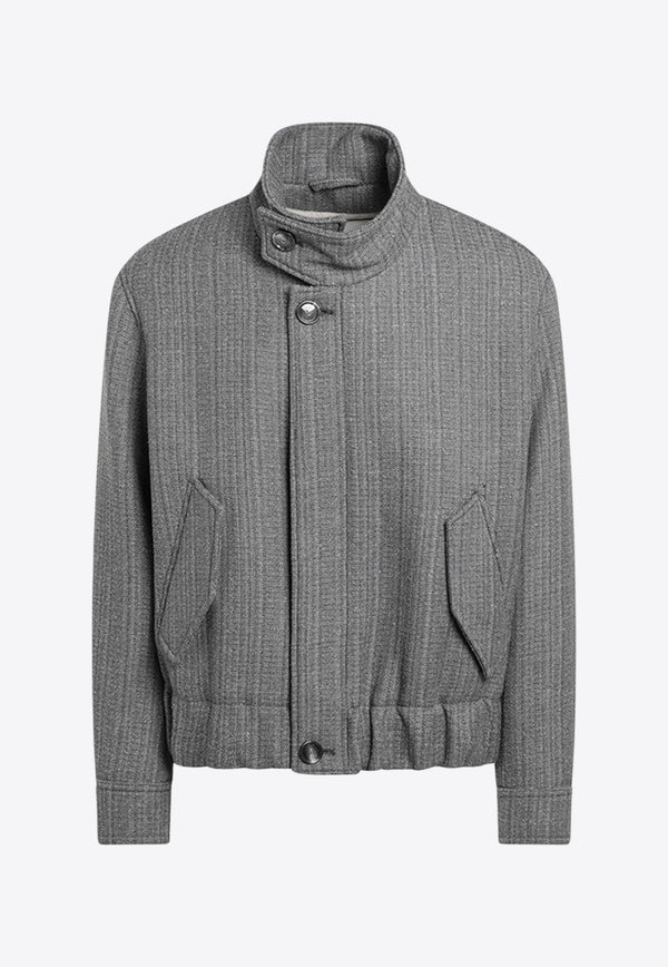 AMI PARIS Wool Herringbone Harrington Jacket Gray UJK822WV0080/R_AMI-0711_323-S