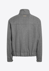 AMI PARIS Wool Herringbone Harrington Jacket Gray UJK822WV0080/R_AMI-0711_323-S