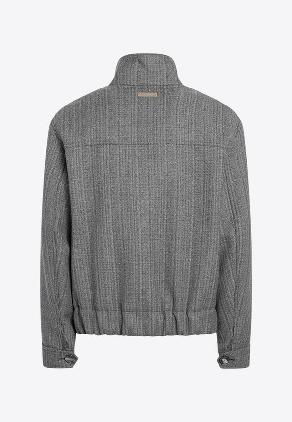 AMI PARIS Wool Herringbone Harrington Jacket Gray UJK822WV0080/R_AMI-0711_323-S