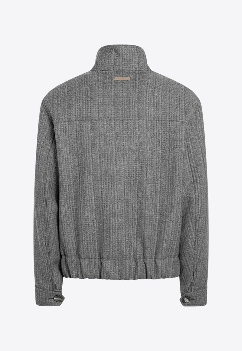 AMI PARIS Wool Herringbone Harrington Jacket Gray UJK822WV0080/R_AMI-0711_323-S