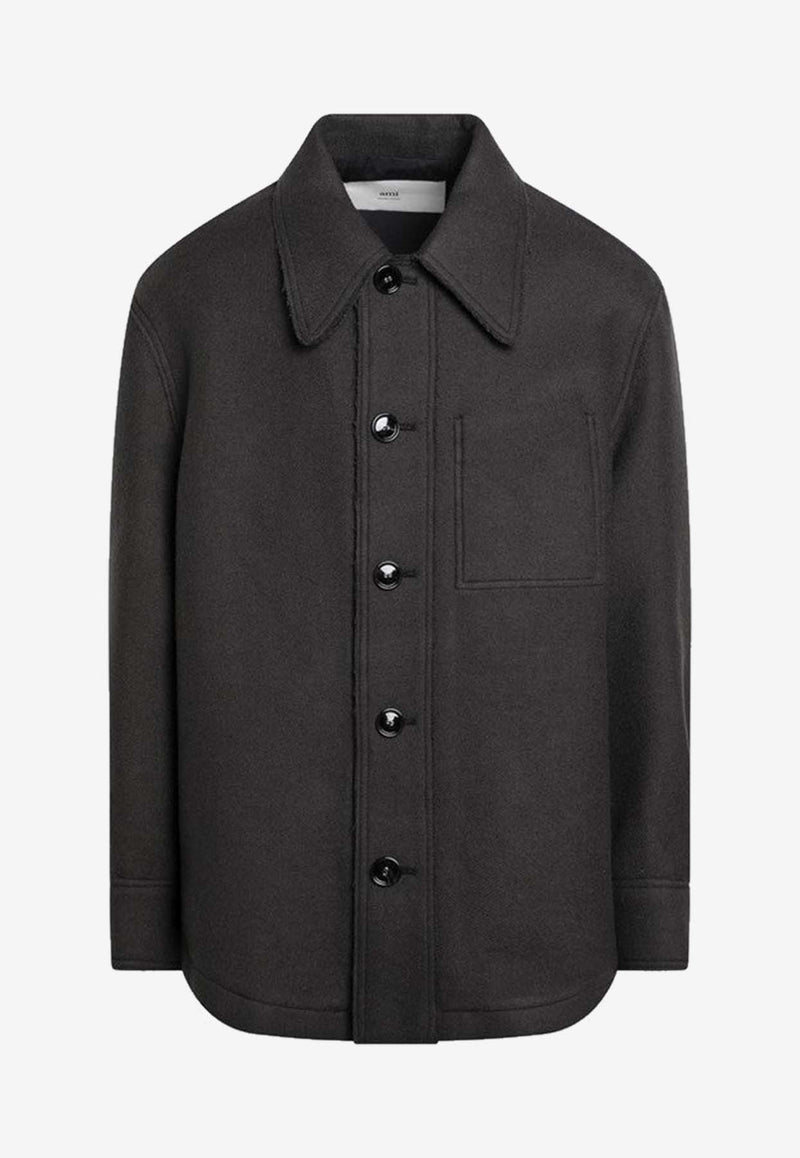 AMI PARIS Wool Buttoned Shirt Gray UJK824UWV0078/R_AMI-020