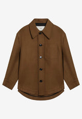 AMI PARIS Wool Long-Sleeved Shirt Brown UJK824UWV0078/R_AMI-216