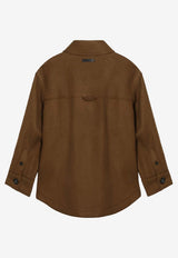 AMI PARIS Wool Long-Sleeved Shirt Brown UJK824UWV0078/R_AMI-216