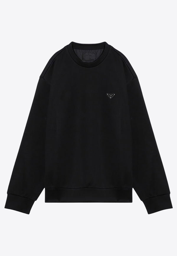 Prada Triangle Logo Crewneck Sweatshirt Black UJL30A11OQ/P_PRADA-F0806