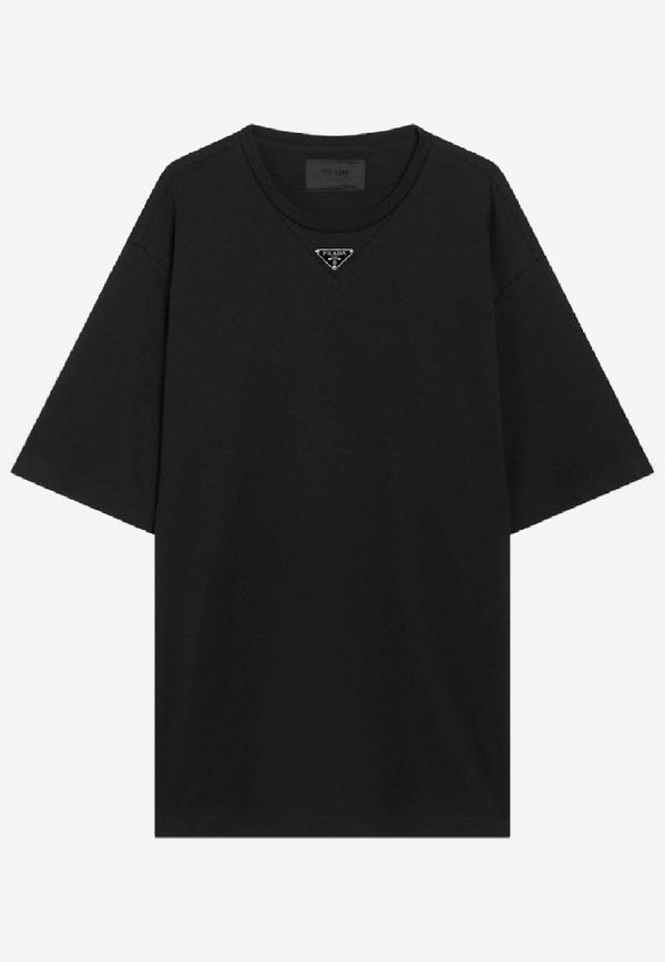 Prada Triangle Logo Oversized T-shirt Black UJN861240/S_PRADA-F0002