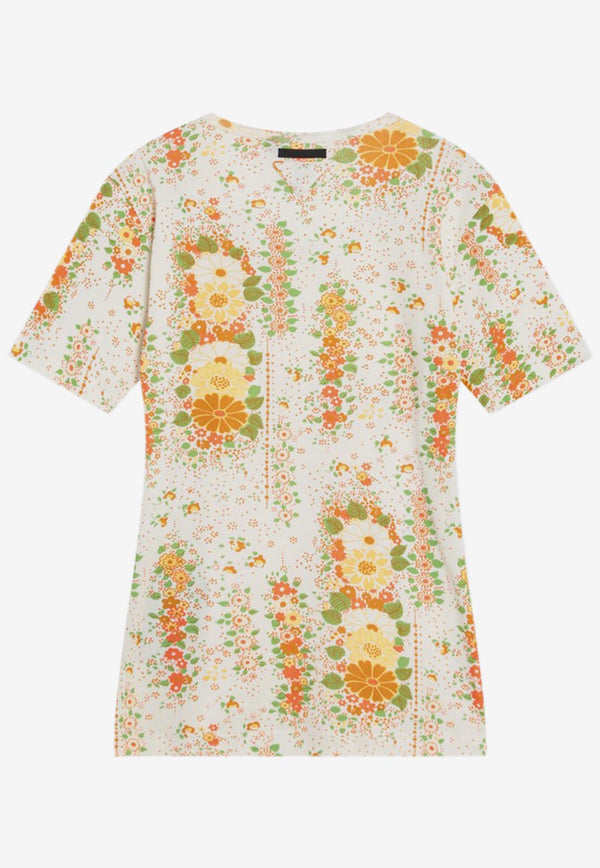 Prada Floral Print T-shirt Multicolor UJN944OOO174U/R_PRADA-F0049