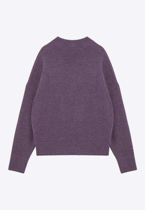 AMI PARIS Ami De Coeur Intarsia Knit Turtleneck Sweater Purple UKC025KN0032/P_AMI-504