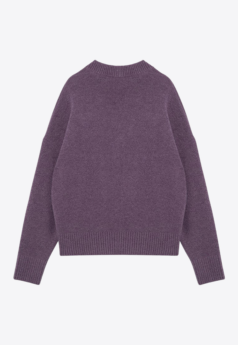 AMI PARIS Ami De Coeur Intarsia Knit Turtleneck Sweater Purple UKC025KN0032/P_AMI-504