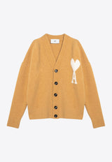 AMI PARIS Ami De Coeur Intarsia Knit Cardigan Yellow UKC025UKN0032/P_AMI-724