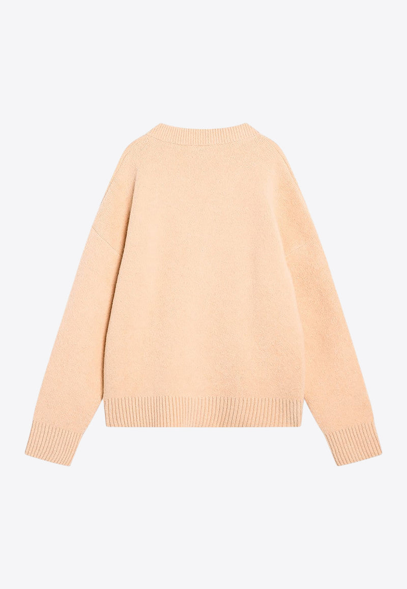 AMI PARIS Ami De Coeur Alpaca and Wool Cardigan Beige UKC365UKN0135/R_AMI-6807